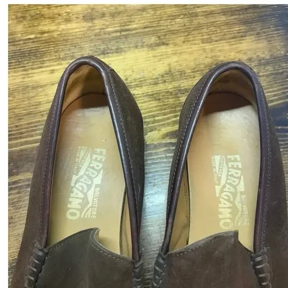 Salvatore Ferragamo Brown Suede Oxfords